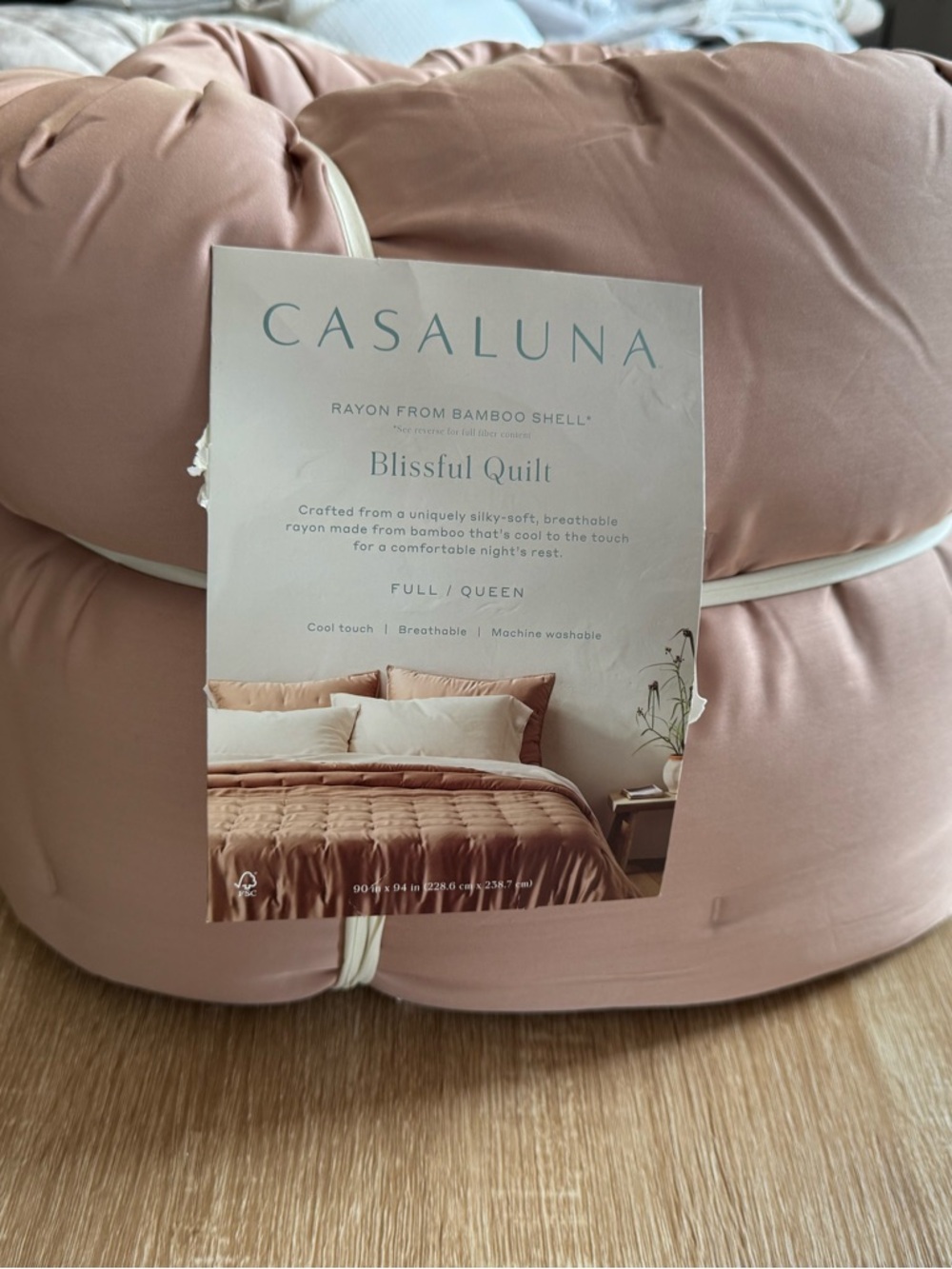 Casaluna Quilted Blissful Quilt in Blush Rose